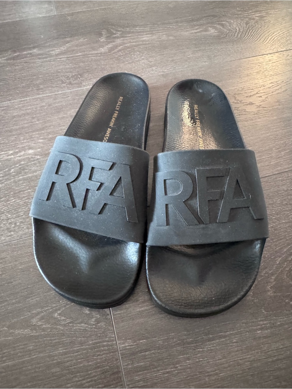 FA Black Slide Sandals with Raised Logo